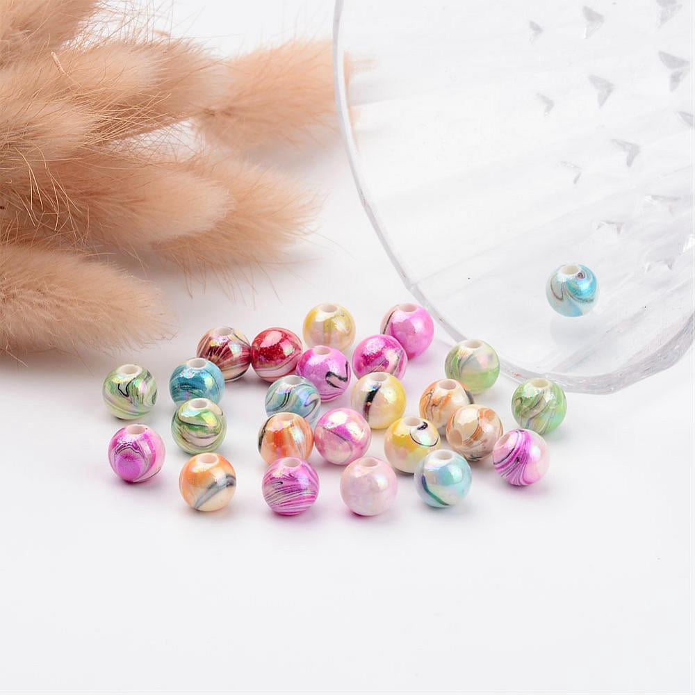 AB Color Wave Printed Acrylic Beads Round Mixed Color 8mm Hole: 2mm about 1800pcs/500g