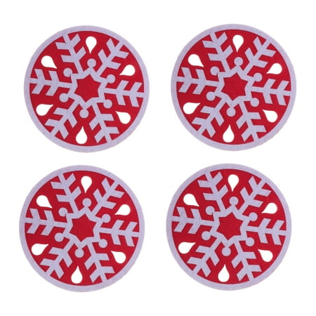 

Frcolor 4Pcs Felt Coasters Snowflake Shape Cup Mats Non-slip Heat Resistant Round Cup Holder Red