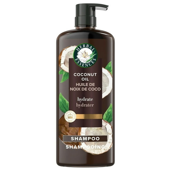 Shampooing hydratant à l’huile de noix de coco Herbal Essences, avec huile de camélia et aloès certifiés, pour tous les types de cheveux, particulièrement les cheveux secs 600ML