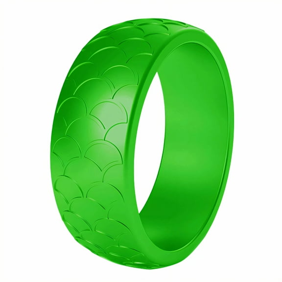 DESIGNICE Silicone Rings for Him,Soft-Skin Fit Rubber Rings,Elastic Structure Men Silicone Wedding Bands,Green
