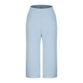 thumbnail image 4 of Women's Elastic Waist Wide Leg Casual Palazzo Capri Pants Soft Knit Cropped Pants, 4 of 5