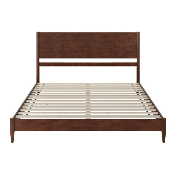HomeStock Victorian Vibes King Solid Wood Low Profile Platform Bed in Walnut