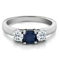 thumbnail image 2 of Gem Stone King 1.26 Ct Round Blue Sapphire White Topaz 925 Sterling Silver Ring (Size 6), 2 of 5