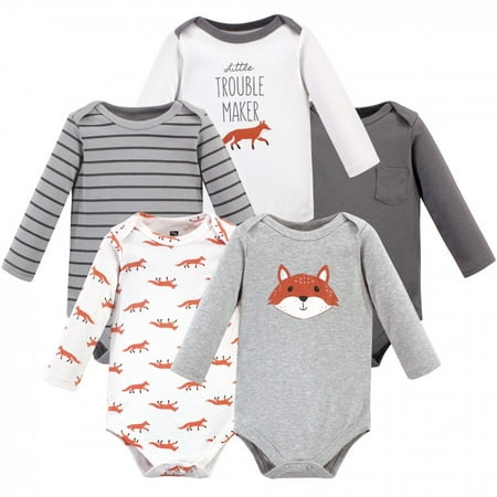 UPC: 0660168586084 | Hudson Baby Infant Boy Cotton Long-Sleeve Bodysuits 5pk  Little Fox  0-3 Months