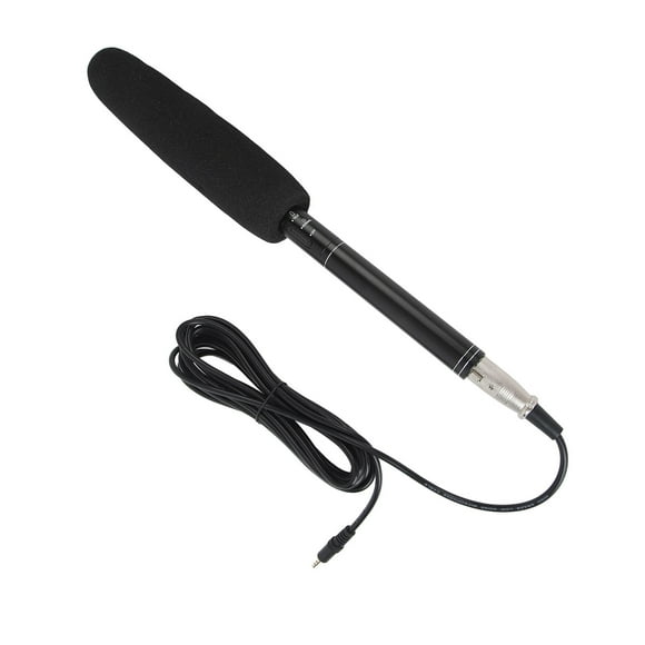 Condenser Shotgun Microphone, Dual Pickup and Dual Mic Cores Professional Camera Microphone 6.5mm Adapter High Sensitivity with 150mm Thread Mount for Interview