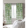 thumbnail image 4 of Spring Plants Blackout Curtains for Bedroom Living Room Darkening Curtains 54 Inch Long Watercolor Birds Leaves Flowers Green Plaid Short Curtain for Small Window Treatment Grommet Drapes 42"x54"x2, 4 of 9