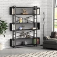 thumbnail image 2 of Tribesigns 5-Shelf Bookshelf with Metal Wire, Modern Industrial Bookcase Display Shelf Storage Organizer with Metal Frame for Home Office, 47.2 L x 9.4 D x 71 H (Black), 2 of 7