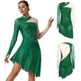 thumbnail image 2 of Aislor Women's Lyrical Dance Long Sleeve Asymmetrical Ballet Skirt Leotard Figure Skating Dress Dark Green XXL, 2 of 7