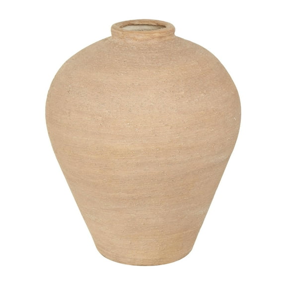 DecMode 17" Wide Textured Terracotta Beige Ceramic Vase