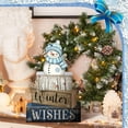 thumbnail image 4 of 4 Pcs Snowman Christmas Decor Wooden Snowman Blue and White Winter Tiered Tray Decor Christmas Table Centerpiece Wooden Rustic Winter Block Sign Farmhouse for Home Kitchen Shelf Gift, 4 of 13