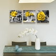 thumbnail image 4 of Canvas Wall Art For Bedroom Wall Decor For Kitchen Living Room Decor Girls Room Wall Decorations Black And White Wall Pictures Artwork Yellow Rose Flowers Canvas Prints Bathroom Home Decor 3 Piece, 4 of 6