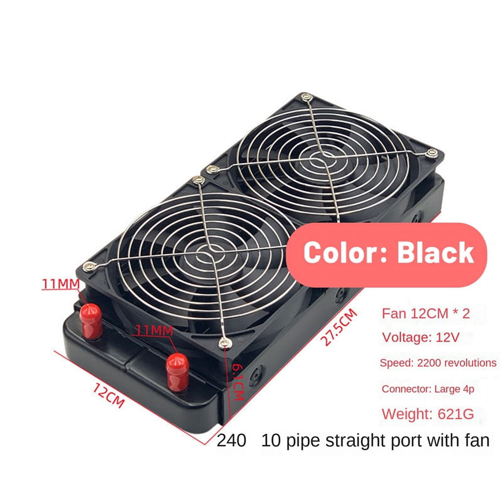 Aluminum 2 Fans 240mm 10 Pipe Water Cooling Cooler Computer Radiator with Fan for CPU PC Water Cooling System, Straight