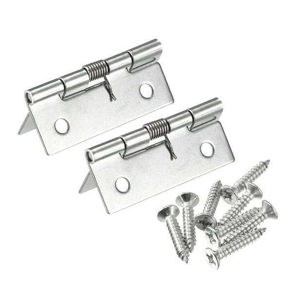Uxcell Spring Loaded Hinges, 2" 304 Stainless Steel Self Closing Hinge