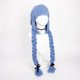 thumbnail image 3 of Peluca de cosplay azul trenzada de 75 cm con doble trenzas y flequillo, 3 of 3