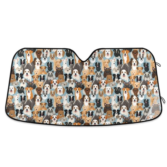 Various Expressive Dogs Car Windshield Sun Shade Foldable Car Front Window Visor Heat and UV Protection 53x23.5