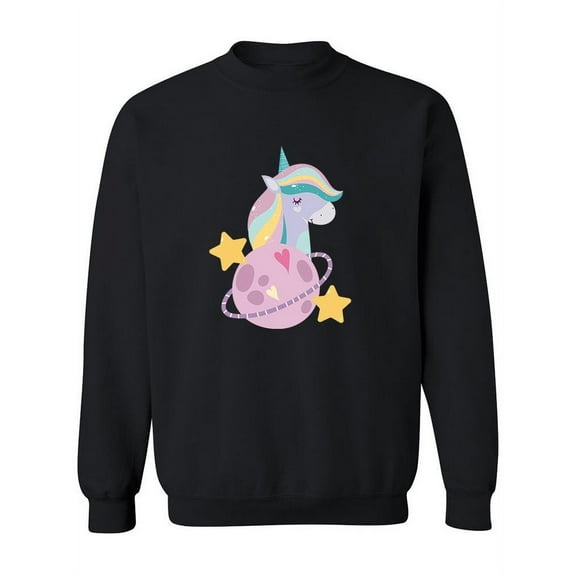 Saturn With Stars And Unicorn Sweatshirt Women -Image by Shutterstock, Female XX-Large