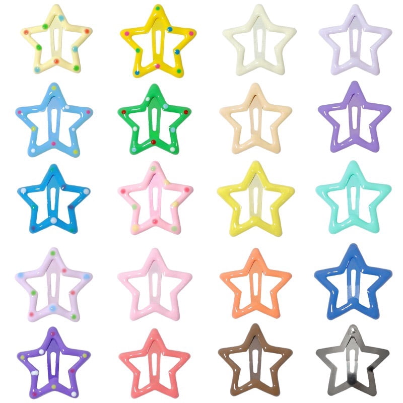 Monebena 50 Pcs Star Clips Hair Clips Star Barrettes for Girls Non-Slip Star Hair Accessories Cute Hairpins Colorful Snap Hair Barrettes Kawaii Hair Clips for Women Girls