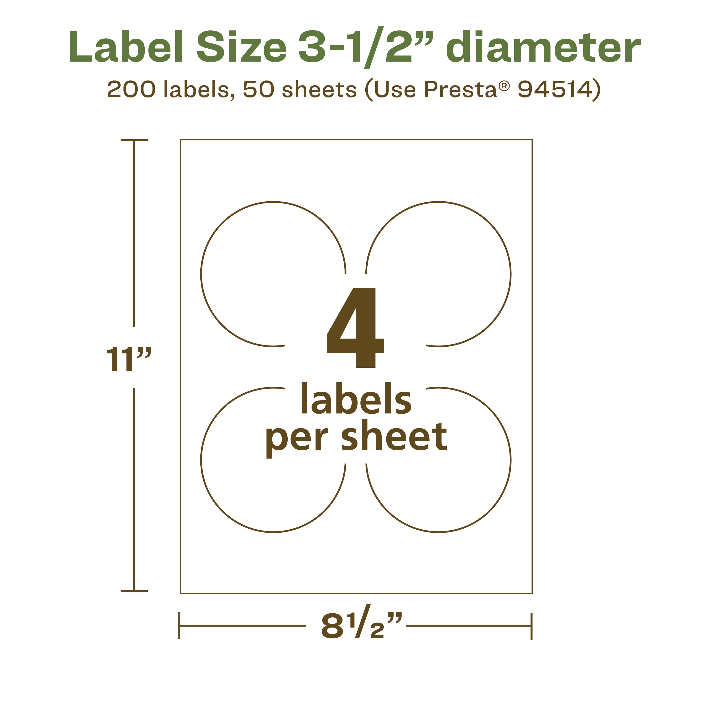 Avery EcoFriendly Round Labels, 3-1/2" Diameter, 200ct