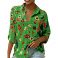 thumbnail image 4 of Sonducket Blusa informal con botones de manga larga y estampado de gasa para mujer Prendas para la parte del cuerpo Verde METRO, 4 of 6