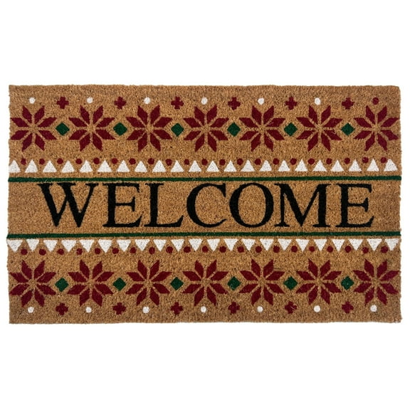 Kate Aurora Festive Christmas Snowflakes Bristled Outdoor Welcome Mat - 18"x30"