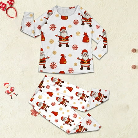

LEEy-world Christmas Presents Christmas Pajamas Cute Deer Print Long Sleeve Totem Pjs Set White 6Y