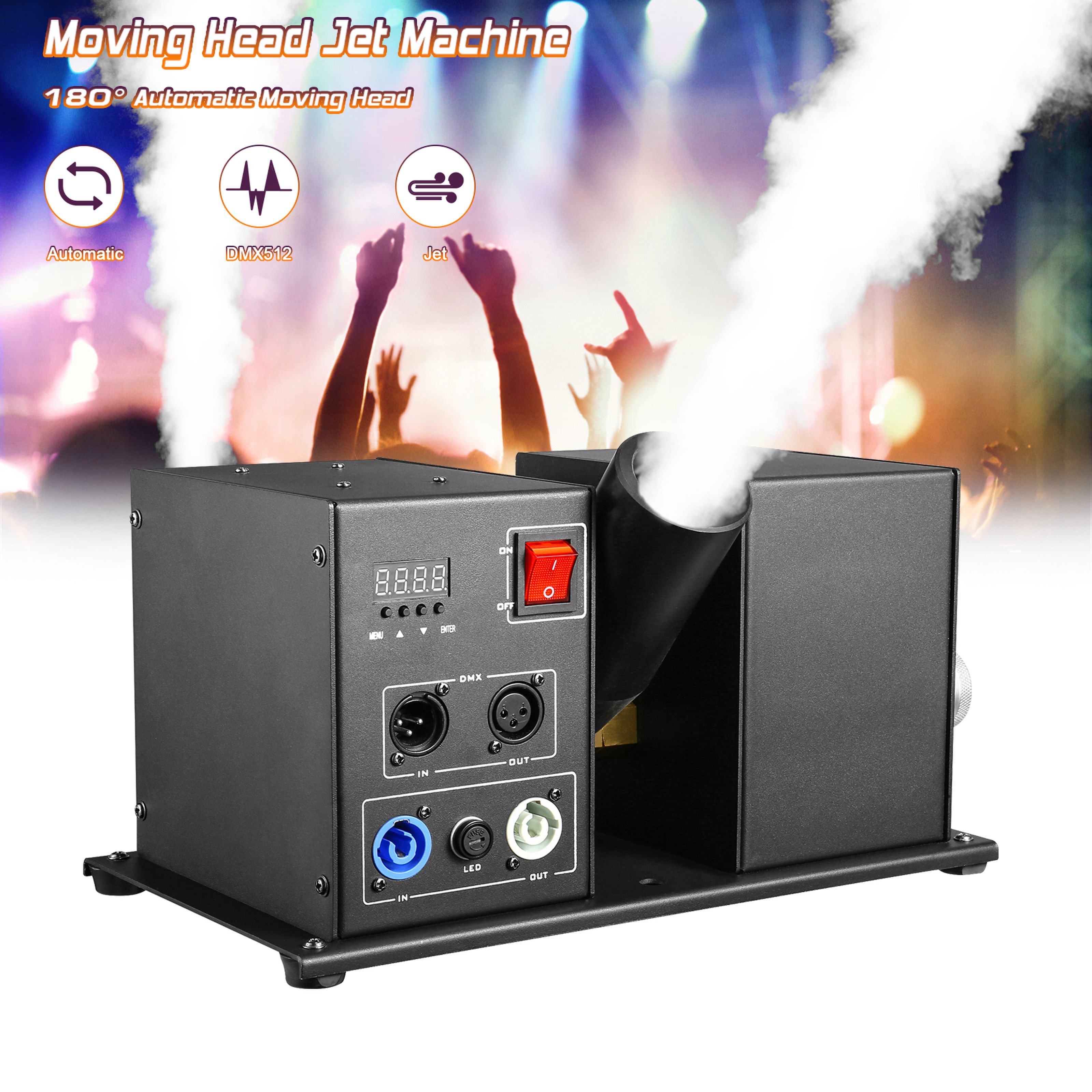 150W Fog Machine, Shaking Head Carbon Dioxide Column Machine w/ DMX