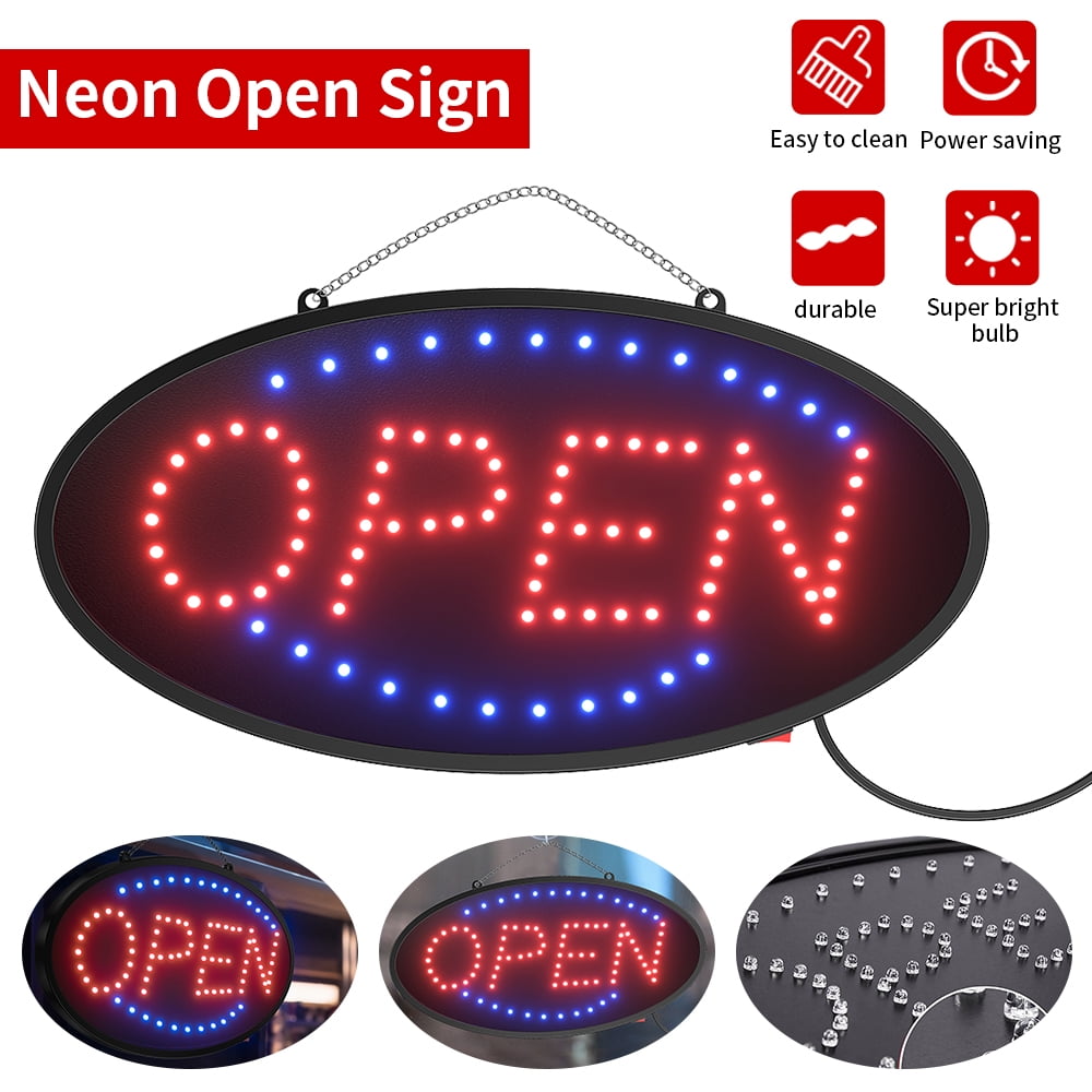 Lighted LED Resin Window Sign OPEN Non Neon Display 17" x 9" Oval 
