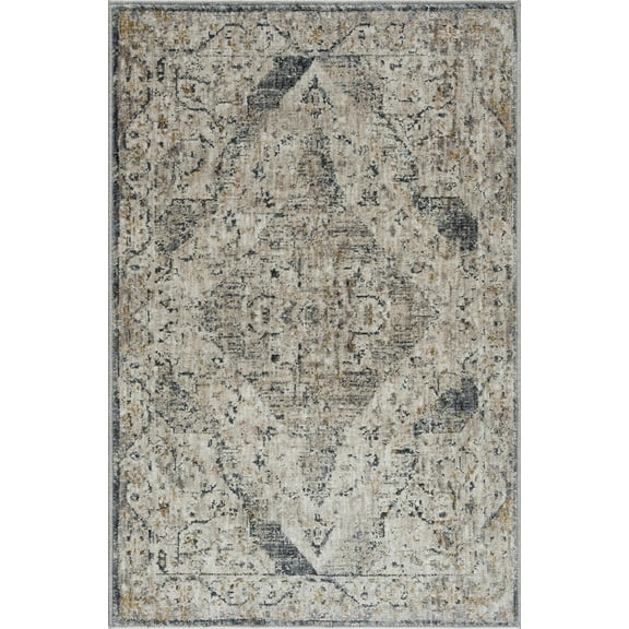 BoutiqueRugs Wadeye Traditional Area Rug - Medium Gray, Mustard, Light Blue - 9' x 12'2"