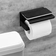 thumbnail image 2 of Hongchun Porte-Rouleau de Toilette Noir Autocollant avec Étagère, Noir Mat 19*12cm, 2 of 4