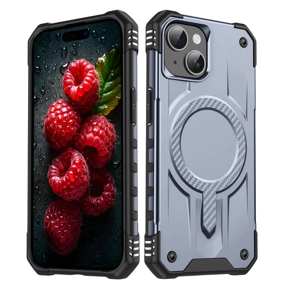 Magnetic for iPhone 14 Plus Case [Dual Layer Structure Protection] Magnetic Car Mount & Wireless Charging, Military Grade Drop Protection Heavy Duty Shockproof Phone Case, Gray