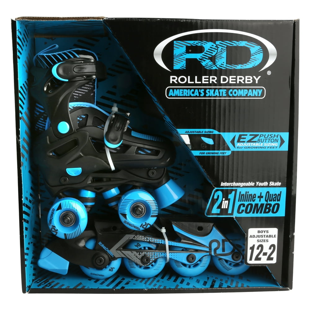 Roller Derby Interchangeable Youth Skate, 2in1 Adjustable Inline and