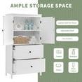 thumbnail image 3 of Bellemave Bathroom Floor Storage Cabinet with 2 Doors, Drawers and Adjustable Shelf Freestanding Cabinet Multifunctional Small Storage Organizer for Living Room 23.6” x 11.8” x 43.3” (White, 2 Doors), 3 of 11