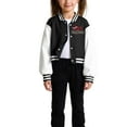 thumbnail image 3 of Staki Girls Christmas Long Cardigan Hoodies Girls Christmas Baseball Jacket – Kids Printed Varsity Bomber Jacket with Pockets(Black,13-14 Years), 3 of 7