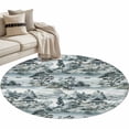 thumbnail image 6 of Vintage Garden Round Rug 3ft Washable Circle Entryway Rugs Non Slip Modern Art Retro Mountain Lake Tree Area Rug Indoor Floor Carpet for Bedroom Kitchen Living Room Home Office Dining Room Nursery, 6 of 8