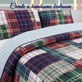thumbnail image 2 of Cozy Line Home Fashions Ensemble de Literie Courtepointe 100 % Coton à Carreaux Bleu Marine Vert Rouge, Couvre-Lit Réversible, Jeté de Lit (Patchwork Anglais, Lit Simple - 2 Pcs), 2 of 2