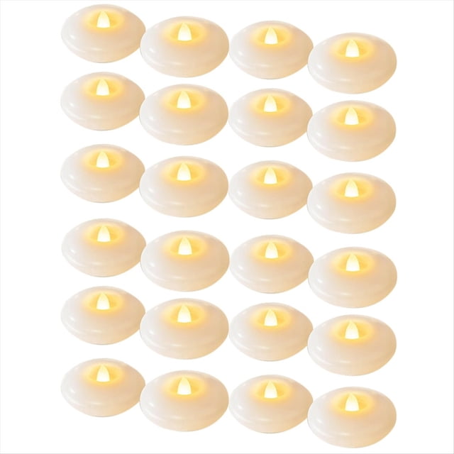 Paquete de 24 Velas Flotantes LED Sin Llama, 200 Horas de Funcionamiento A Batería, Resistentes Al Agua, para Jarrones Cilíndricos.