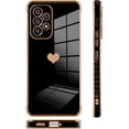 thumbnail image 4 of Compatible with Samsung Galaxy A53 5G Case Love Heart Plating Electroplate Luxury Elegant Case Camera Protector Soft TPU Shockproof Protective Back Cover Galaxy A53 5G Case -Black, 4 of 5
