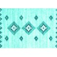 thumbnail image 1 of Ahgly Company Machine Washable Indoor Rectangle Abstract Turquoise Blue Contemporary Area Rugs, 2' x 5', 1 of 4