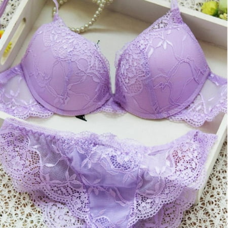 

Women Lace Bra Sets Lace Push Up Bra+Panties Underwear Sets