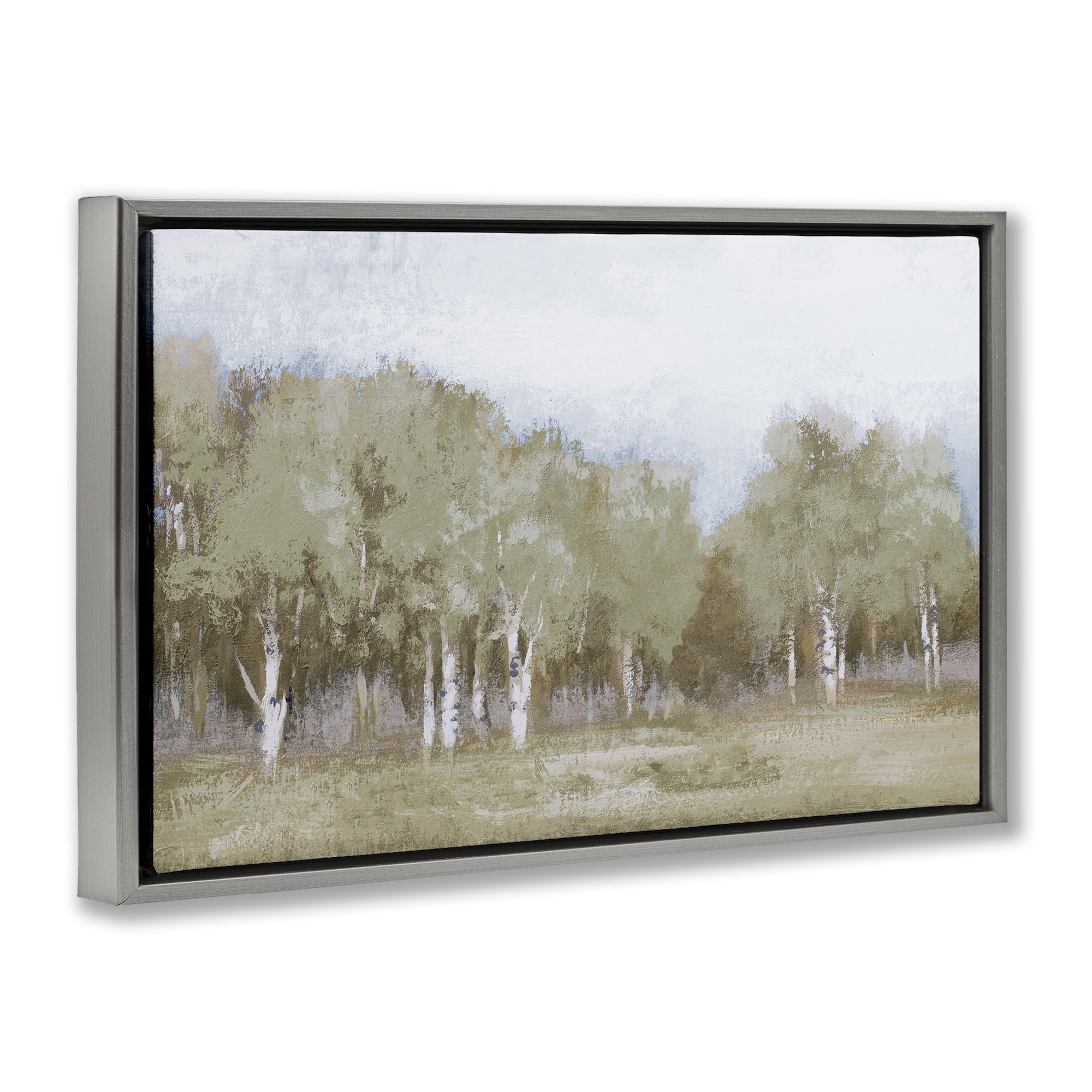Stupell Industries Autumn Greens Tranquil Trees Gray Framed Floater Canvas Wall Art, design by Michael Marcon