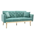 thumbnail image 4 of Accent Sofa, Mid Century Modern Velvet Fabric Couch, Convertible Futon Sofa Bed, Recliner Couch Accent Sofa Loveseat Sofa with Gold Metal Feet for Living Room Bedroom Office Small Space, Mint Green, 4 of 9