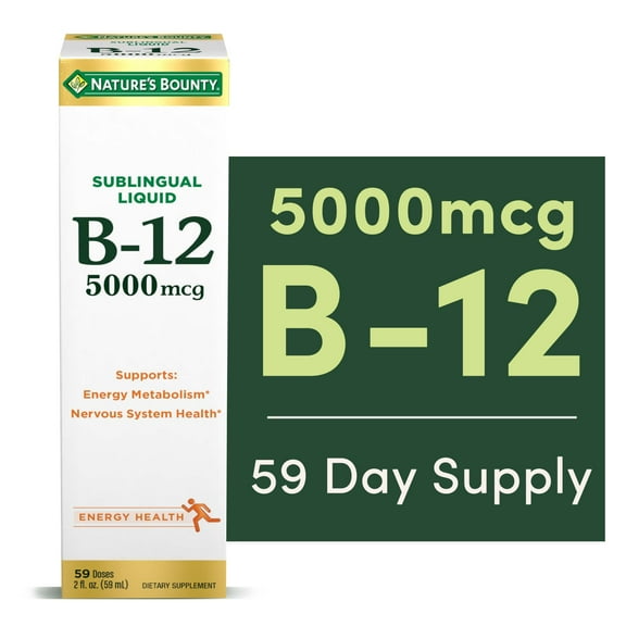 Nature’s Bounty Vitamin B-12 Liquid, 5000 mcg, 2 Fl Oz