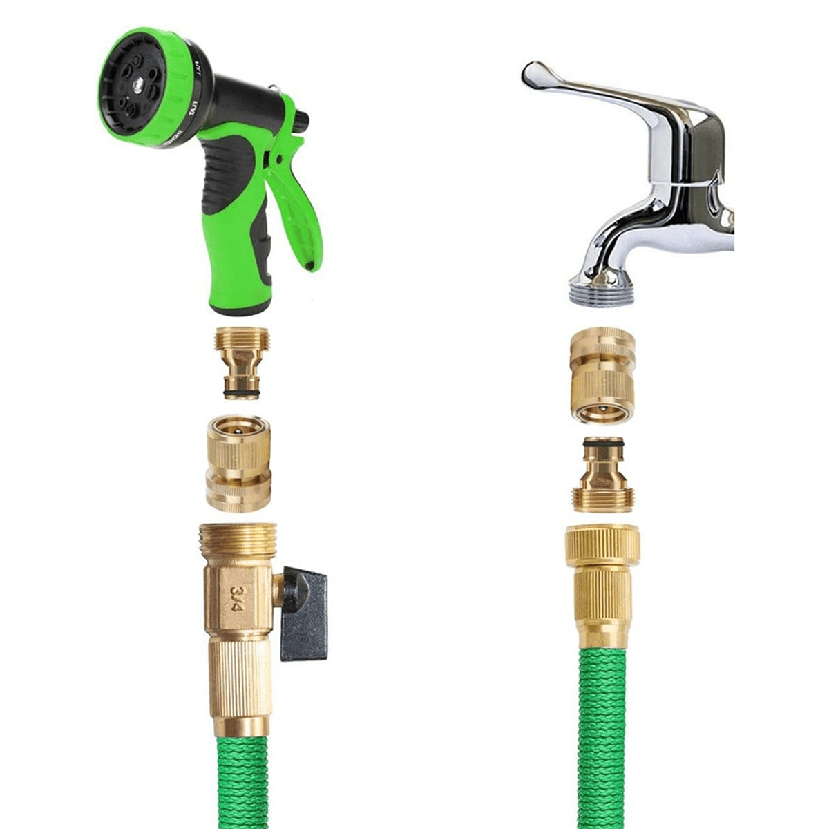 5-Piece Set of Garden Hose Brass Quick Connectors GHT Threaded Connection Accessories Water Pipe Leak-Free Connectors