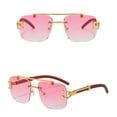 thumbnail image 3 of Womens Mens Sunglasses Fashion Rimless Rectangle Sunglasses Square Frameless Sunglasses Unisex Pink, 3 of 4