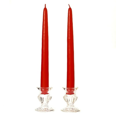 10 Inch Taper Candles - 1 Pair Taper Candles Unscented 10 Inch Red Tapers .88 in. diameter x 10 in. tall