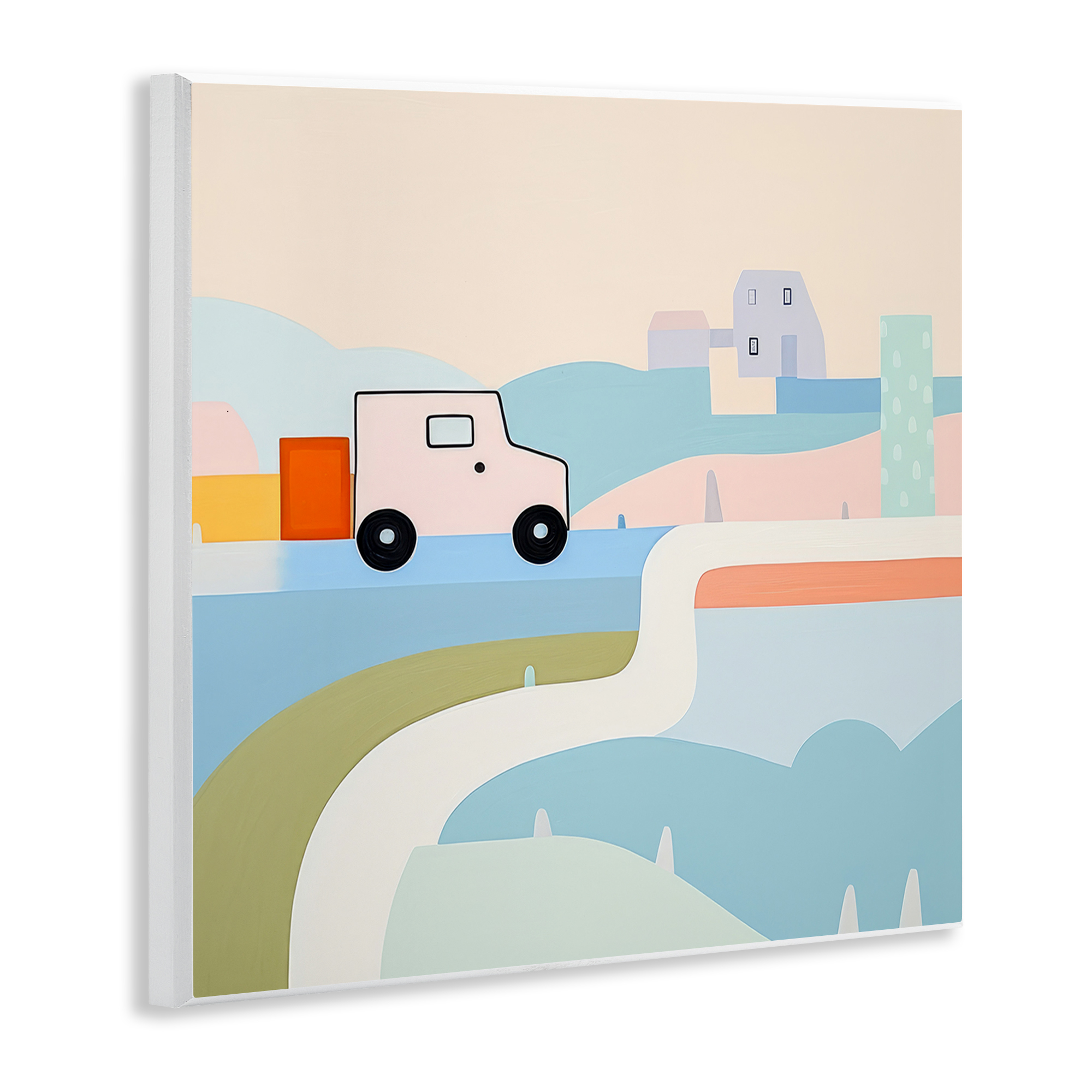 Stupell Industries Imagination On Wheels Landscape Painting Unframed Art Print Wall Art, 12 x 12