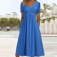 thumbnail image 2 of Robes de Printemps pour Femmes Décontractées Manches 3/4 Longue Robe Évasée Basique Plage Vacances Travail Maxi Robe 2025, 2 of 5