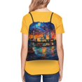 thumbnail image 4 of Rocae Neon Shanghai Cityscape Night for Drawstring zipper Backpack Gym Backpack Bag for Men and Women, 4 of 6