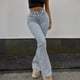 thumbnail image 2 of TaTaai Women High Waisted Flared Denim Jeans Street Fashion Stretch Slim Fit Denim Pants with Pockets Casual Daily Wear Gift, 2 of 9