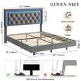 thumbnail image 3 of Yeshouse Estructura de cama flotante con cabecero de diamante, plataforma tapizada en bouclé con luces LED inteligentes, soporte de listones de madera maciza, silenciosa, fácil de montar, 3 of 9